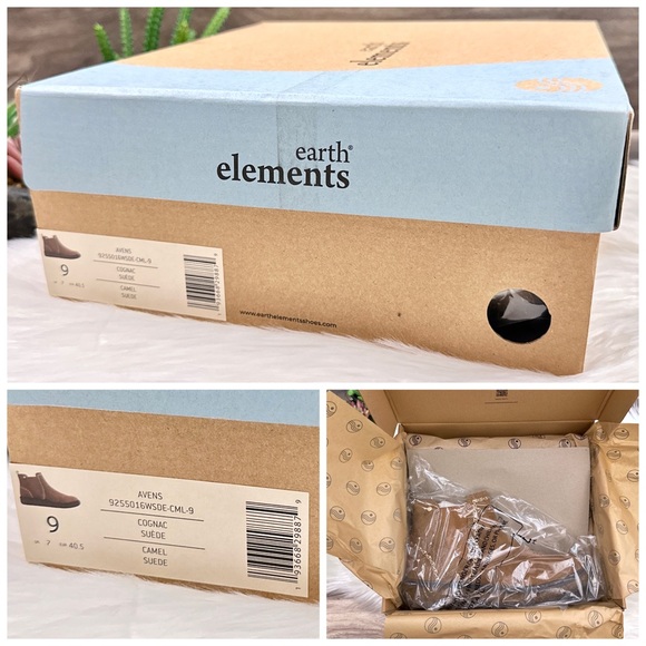 NIB Earth Elements Avens Slip On Chelsea Ankle Bootie Camel Suede 8M 39 - Picture 13 of 13
